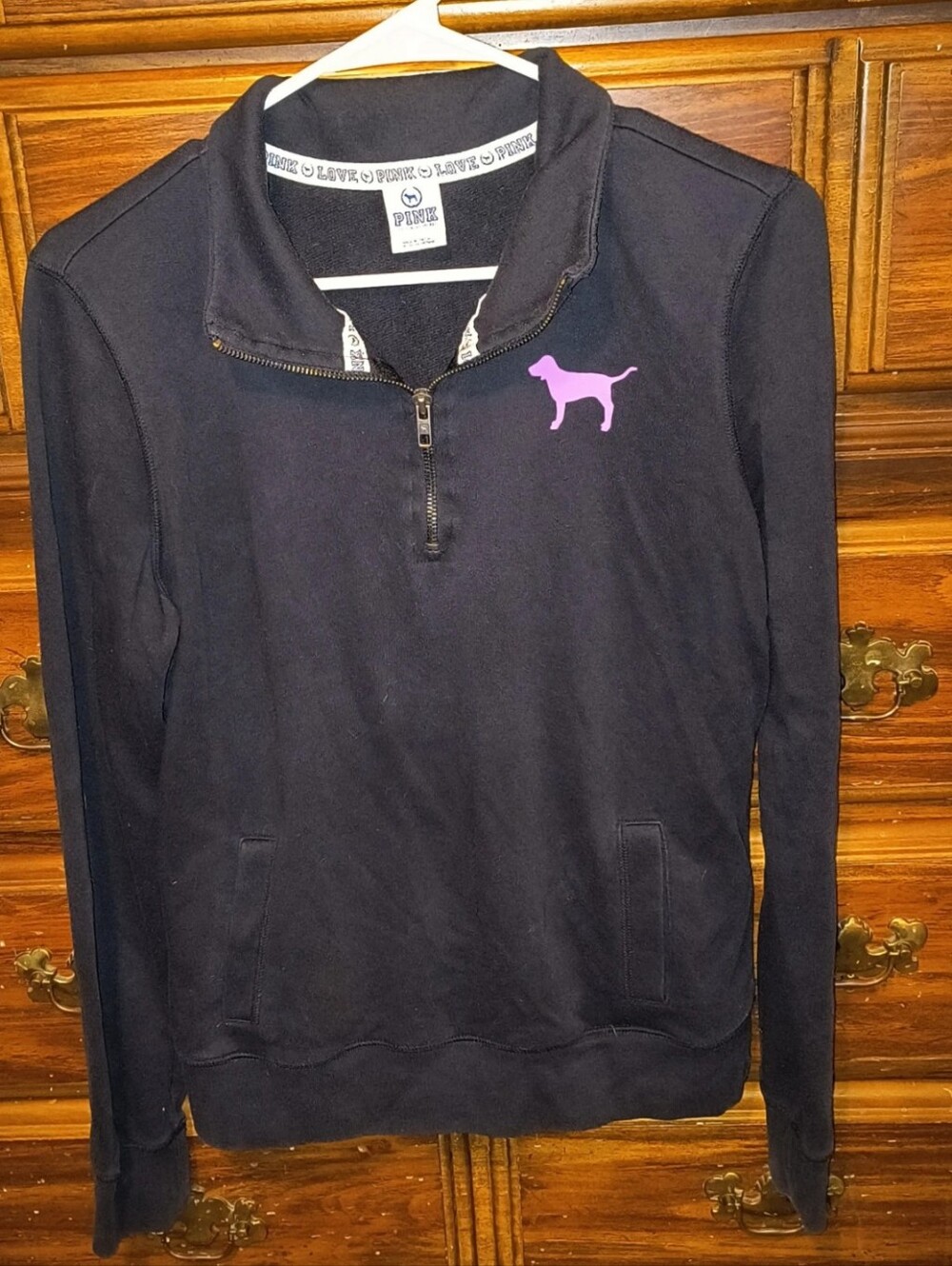 Victoria's Secret PINK Black Quarter Zip Pullover Size S